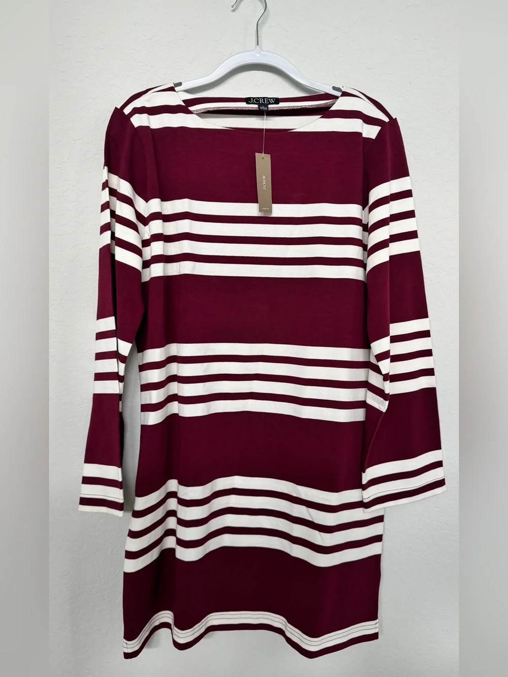 NWT J Crew Long-sleeve mini dress in striped mariner cloth sz L